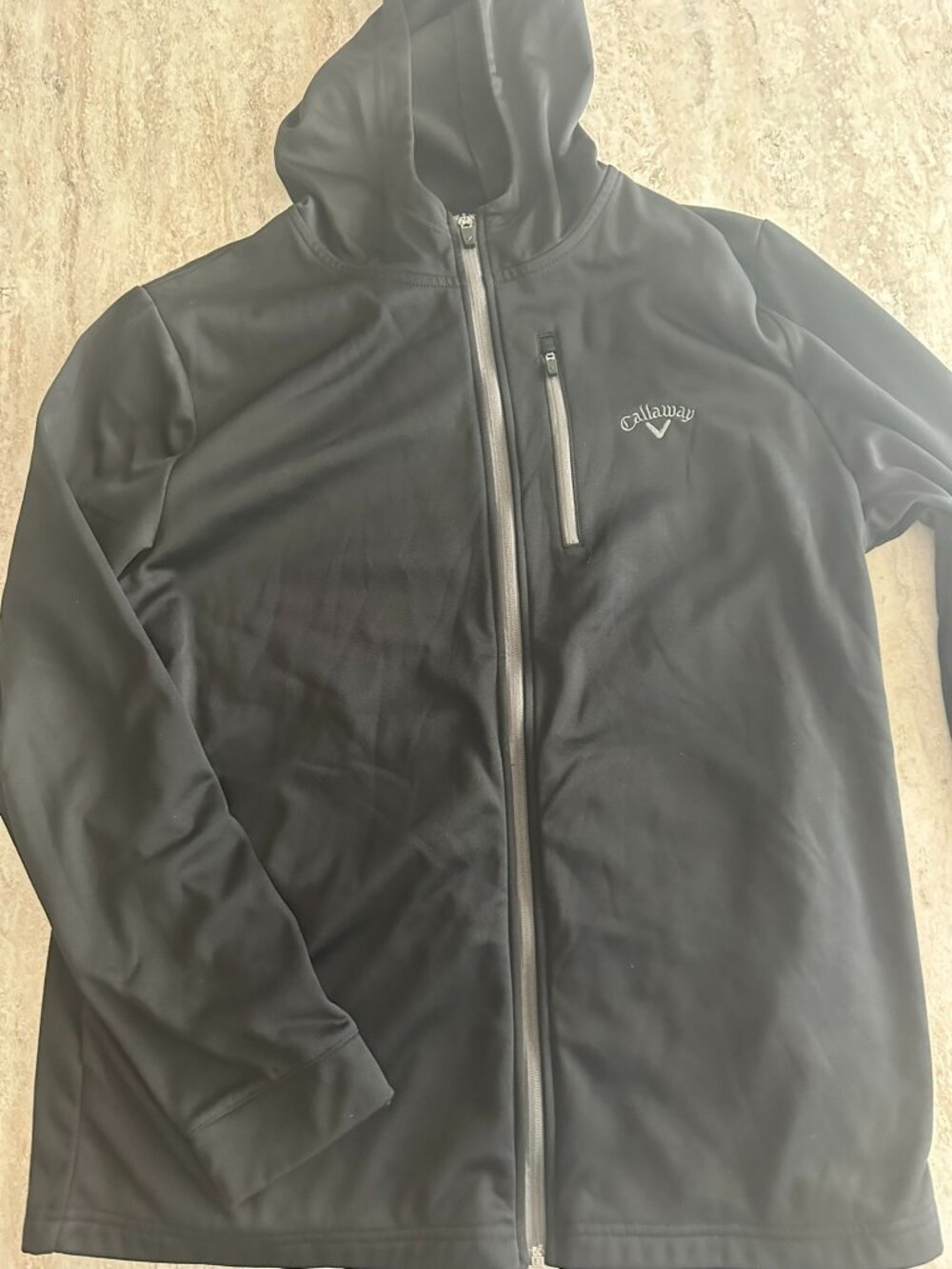 Callaway Golf Soft Shell Hooded Jacket Men's Large Black Full Zip Performance